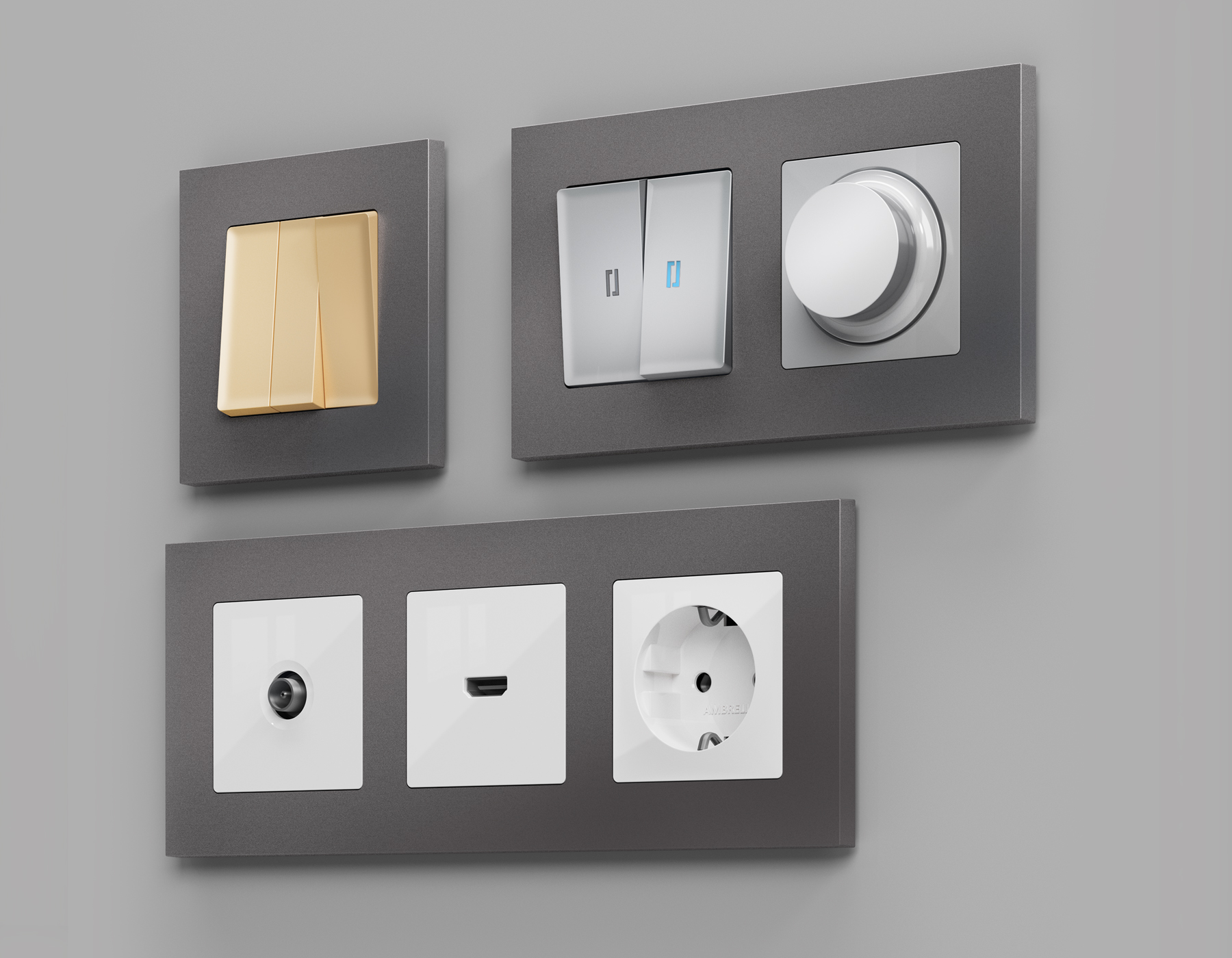 AF250652 Рамка ALFA Qubi (Антрацит серый) 2-ая