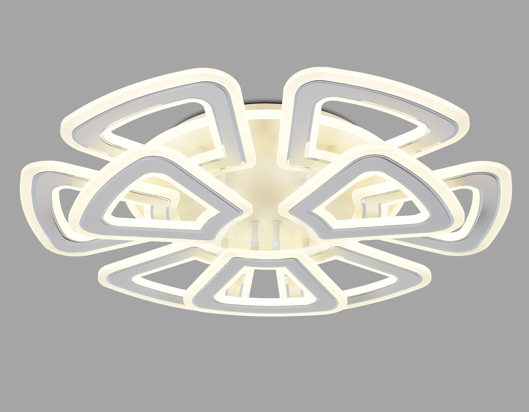 Потолочный светильник Ambrella FA8892/6+3 WH/CH белый/хром 210W 3000K/4200K/6400K 650*640*130 (ПДУ РАДИО 2.4G)