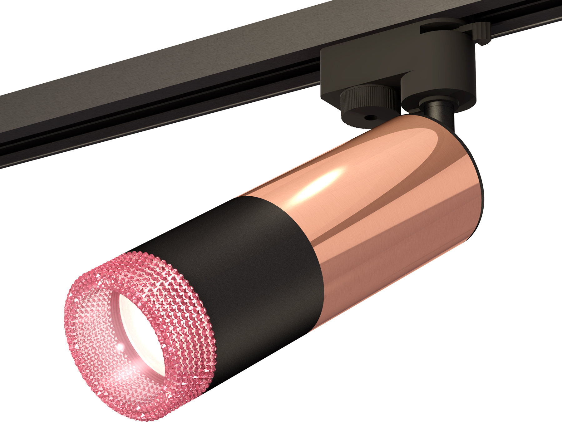 Трековый однофазный светильник XT6302061 SBK/PPG/PI черный песок/золото розовое полированное/розовый MR16 GU5.3