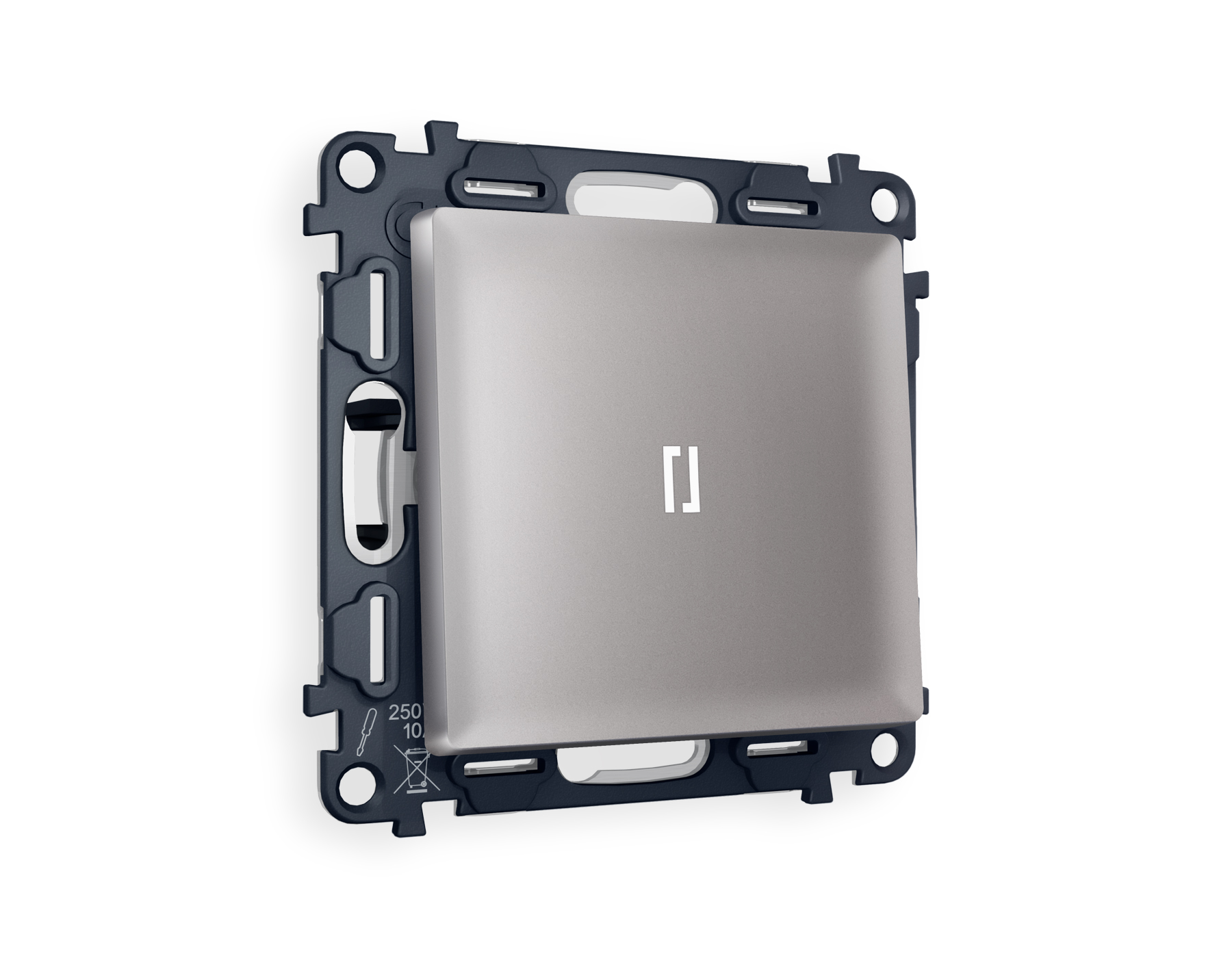 MA502015 Комплект механизма 1-кл выключателя с подсветкой 5600K ALFA Сталь матовый QUANT (AP5020, VM101, G14W)