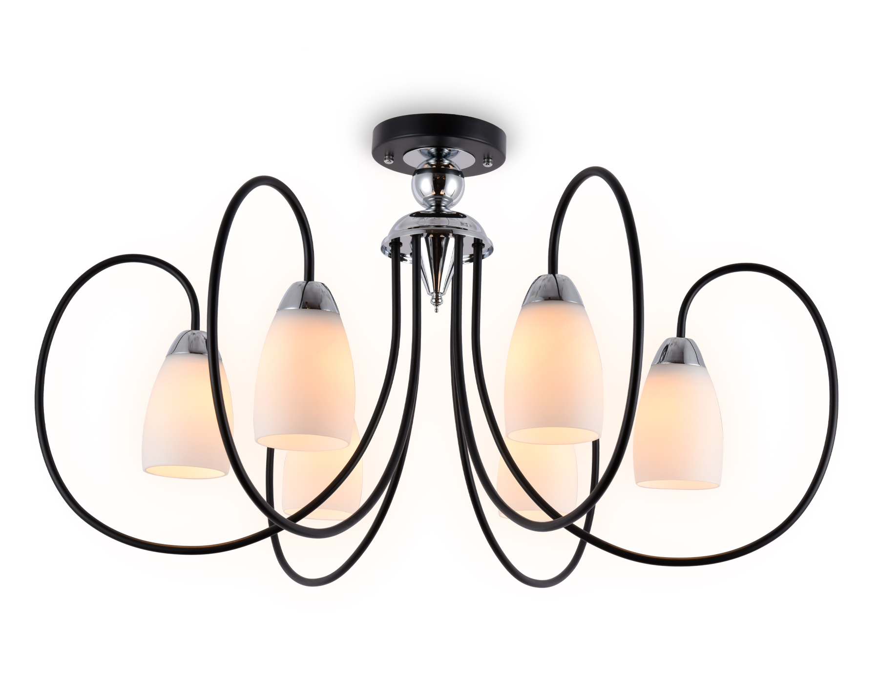 Потолочная люстра Ambrella TR3121/6 черный/хром E27 max 40W D850*480