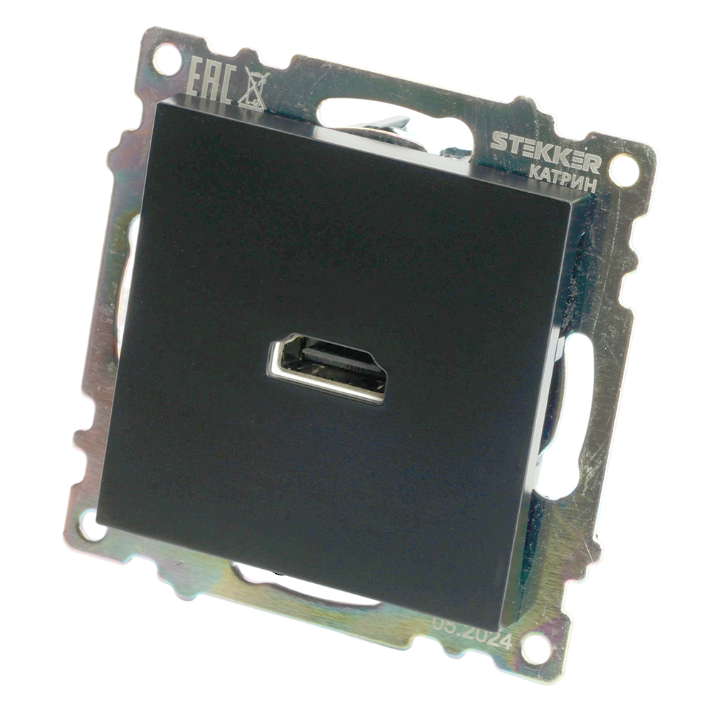Розетка HDMI 2.1, Type A  (механизм), STEKKER GLS00-7118-05, серия Катрин, черный