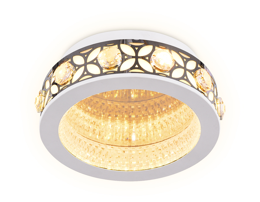 Настенно-потолочный светодиодный светильник  Ambrella с хрусталем FA9420 WH/CH белый/хром 3000K 16W