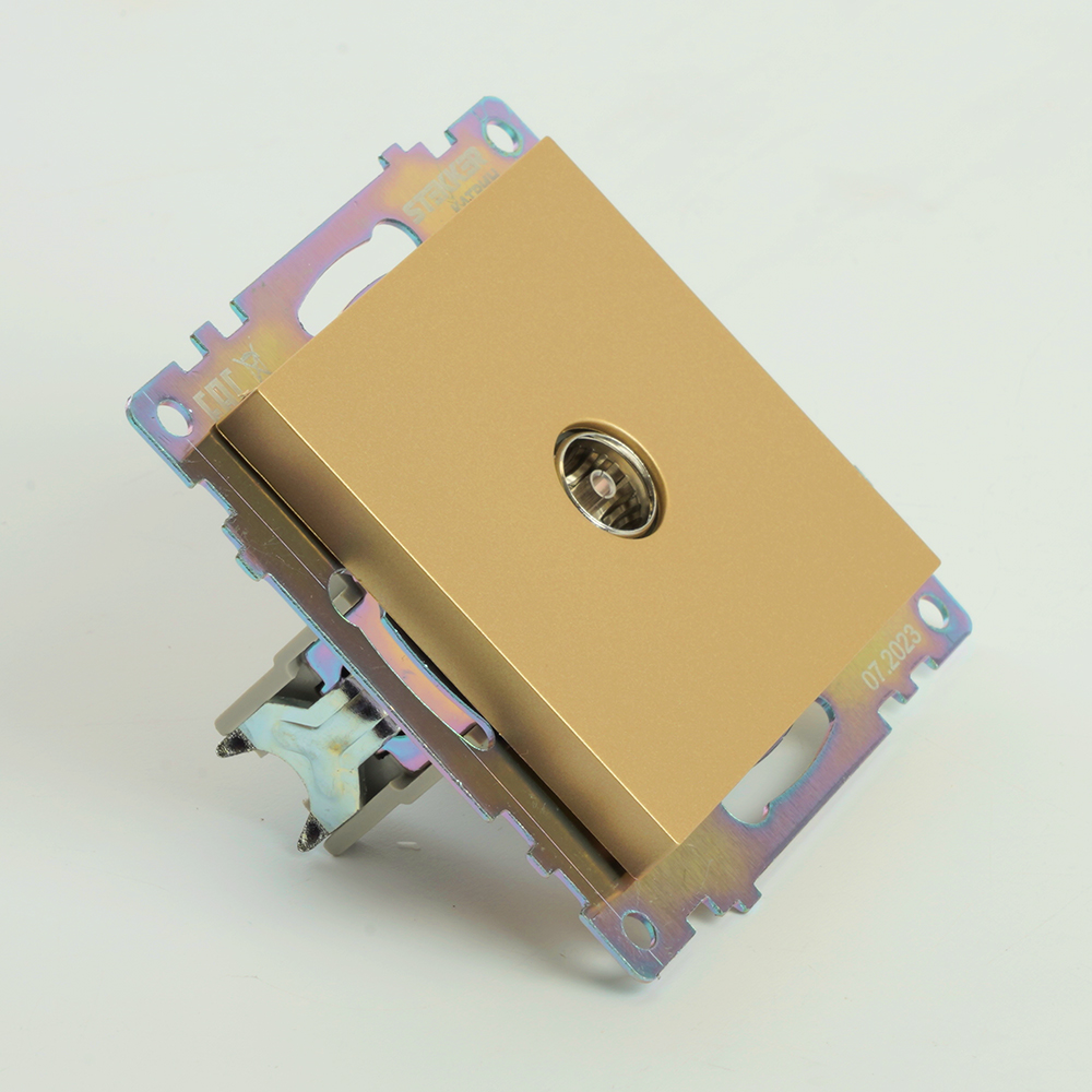 Розетка телевизионная 1-местная (механизм), STEKKER, GLS00-7108-08, 75 Ом, 5-862МГц, серия Катрин, золото