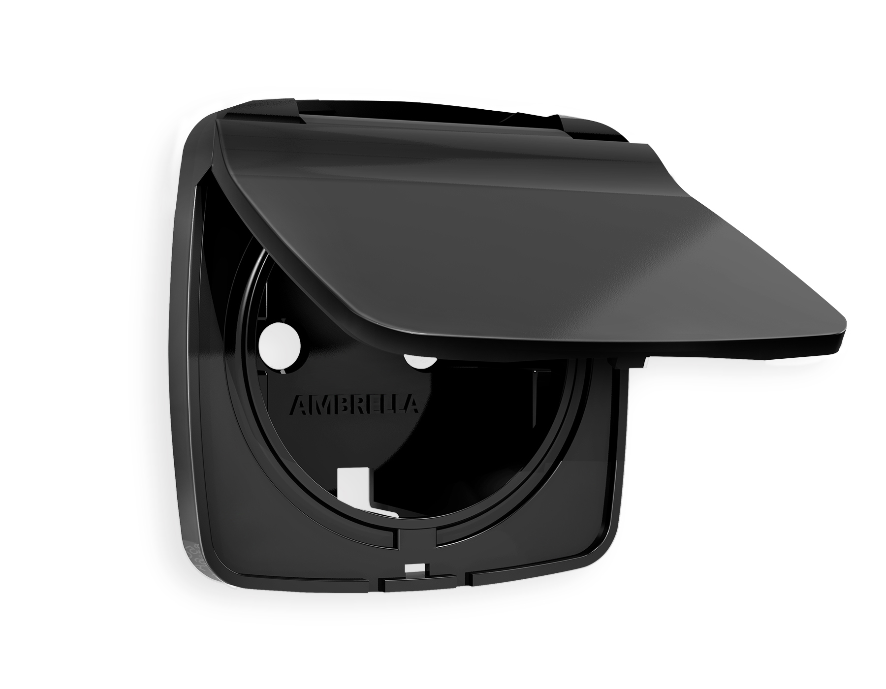 OP8080 Лицевая панель OMEGA (Черный матовый) для электрической розетки с/з со шторками и крышкой IP44 QUANT