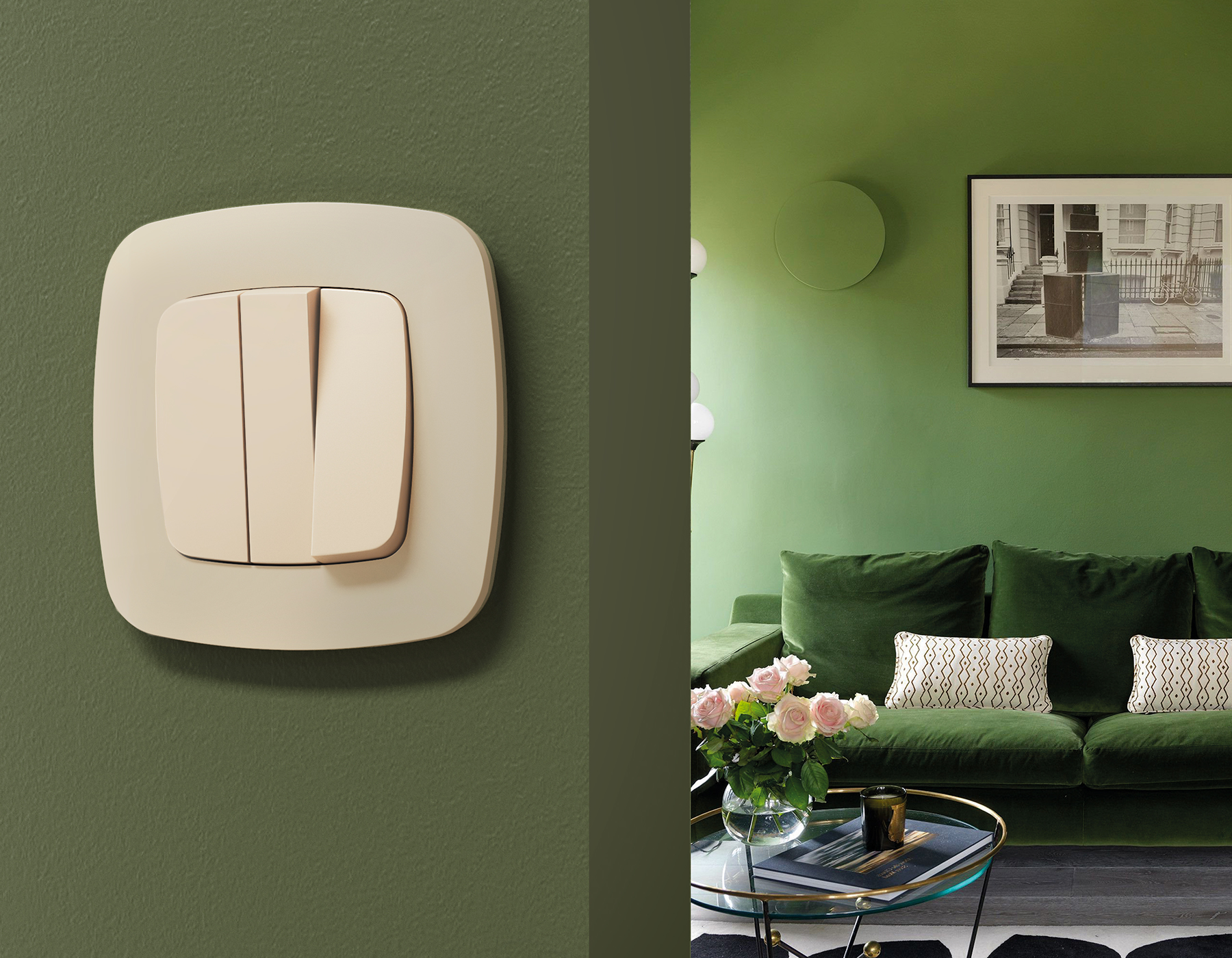 OP3250 Лицевая панель OMEGA (Бежевый матовый) для 3-кл выключателей QUANT