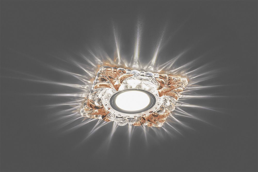 Светильник встраиваемый с белой LED подсветкой Feron CD920 потолочный MR16 G5.3 прозрачный-коричневый