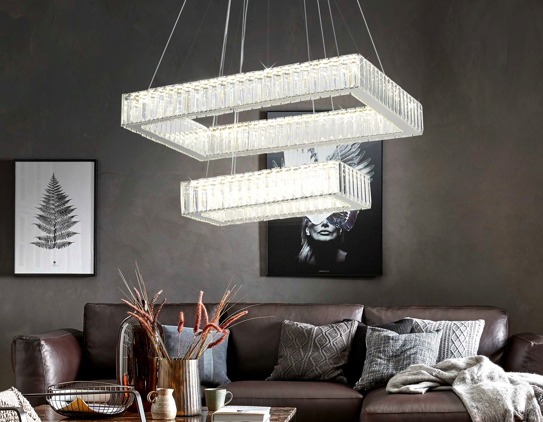 Подвесная светодиодная люстра с хрусталем Ambrella TR5005/2 CH/CL хром/прозрачный 90W 3000K/4200K/6400K 600*400*950 (Без ПДУ) Подвесная светодиодная люстра с хрусталем Ambrella TR5005/2 CH/CL хром/прозрачный 90W 3000K/4200K/6400K 600*400*950 (Без ПДУ)