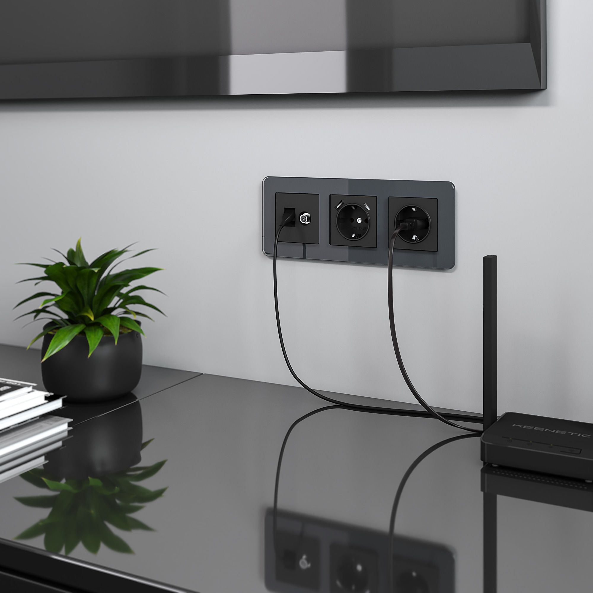 Рамка WERKEL на 3 поста Elite (графит, стекло) W0032440