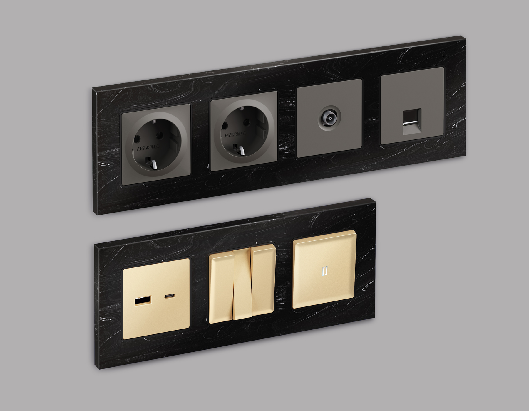 AF930704 Рамка ALFA Grand (Черный мрамор) 4-ая