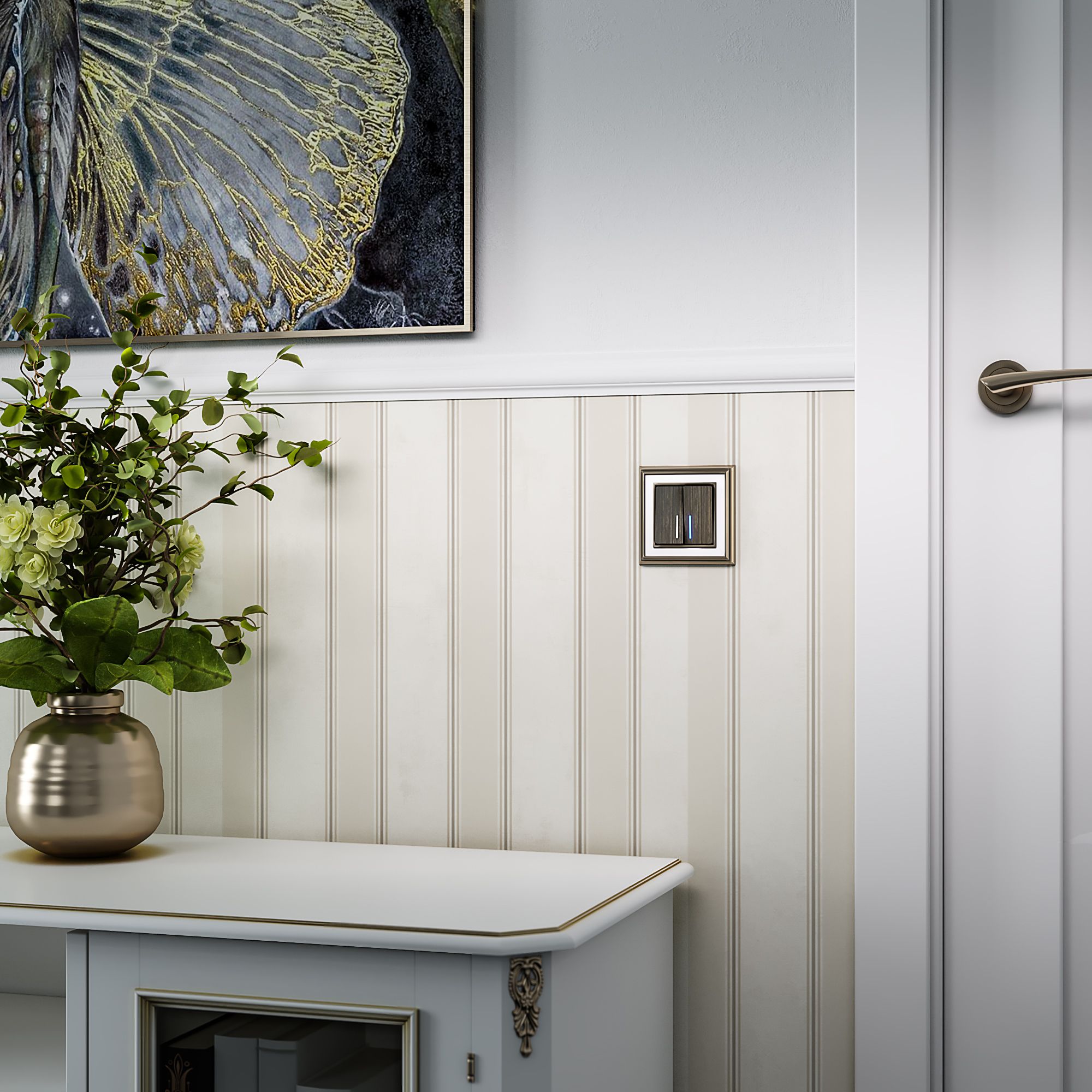 Набор клавиш для выключателя двухклавишного с подсветкой WERKEL (бронзовый) WL12-SW-2G-LED-CP / W1129112 / a037209