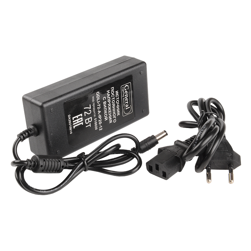 Источник постоянного напряжения с вилкой General GDLI-72-A-IP20-12