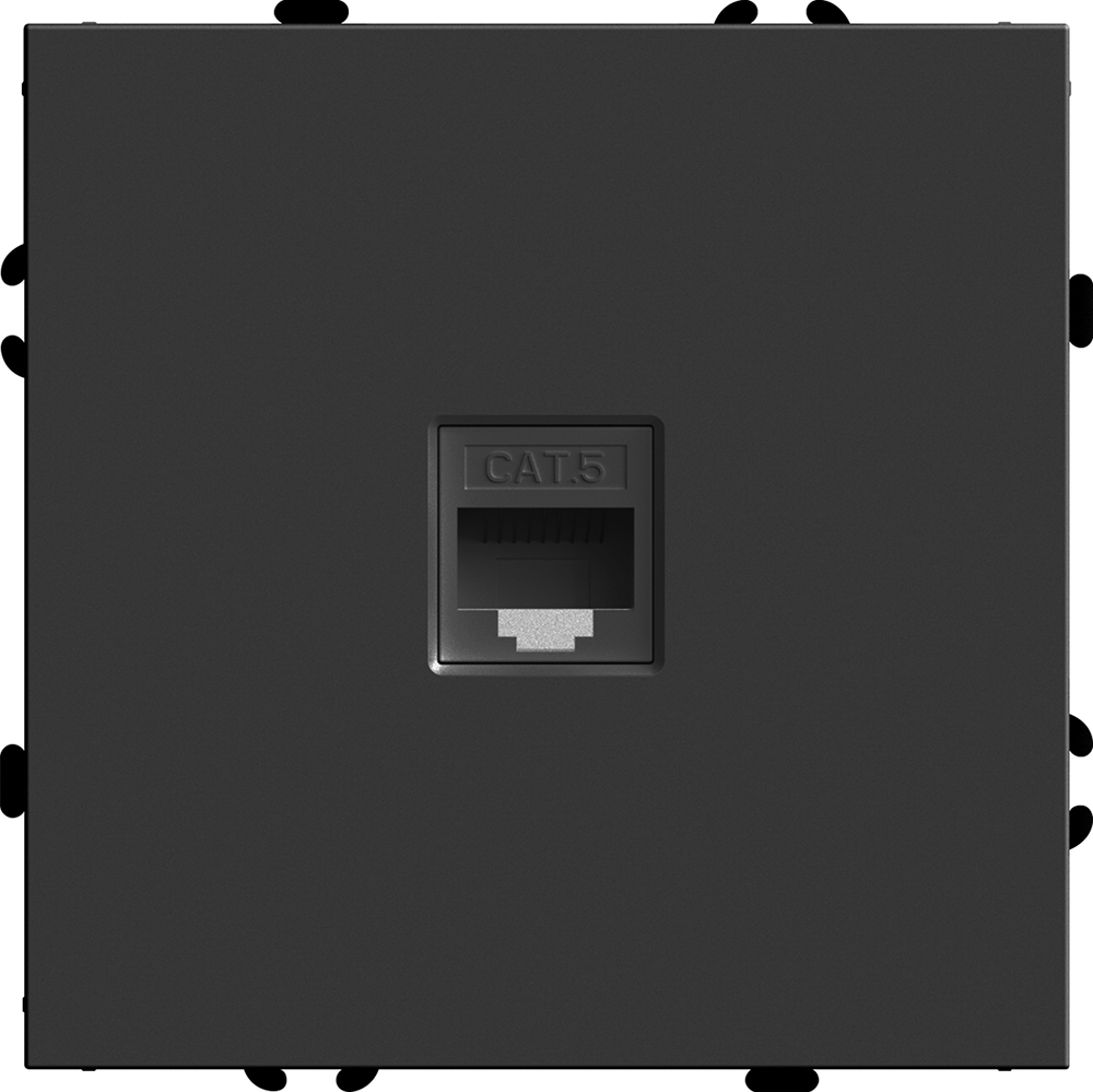 Розетка компьютерная 1-местная RJ-45 (механизм), STEKKER, серия Эмили, RST00-5117-05, черный уголь, soft touch
