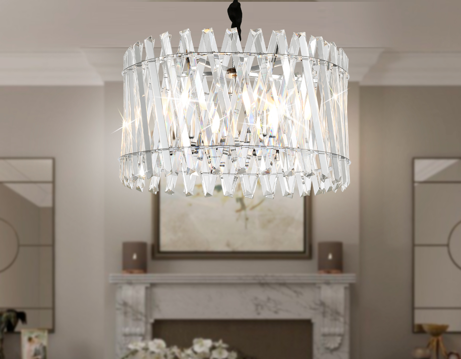 Подвесная люстра TR5062/6 CH/CL хром/прозрачный E14/6 max 40W D500*295