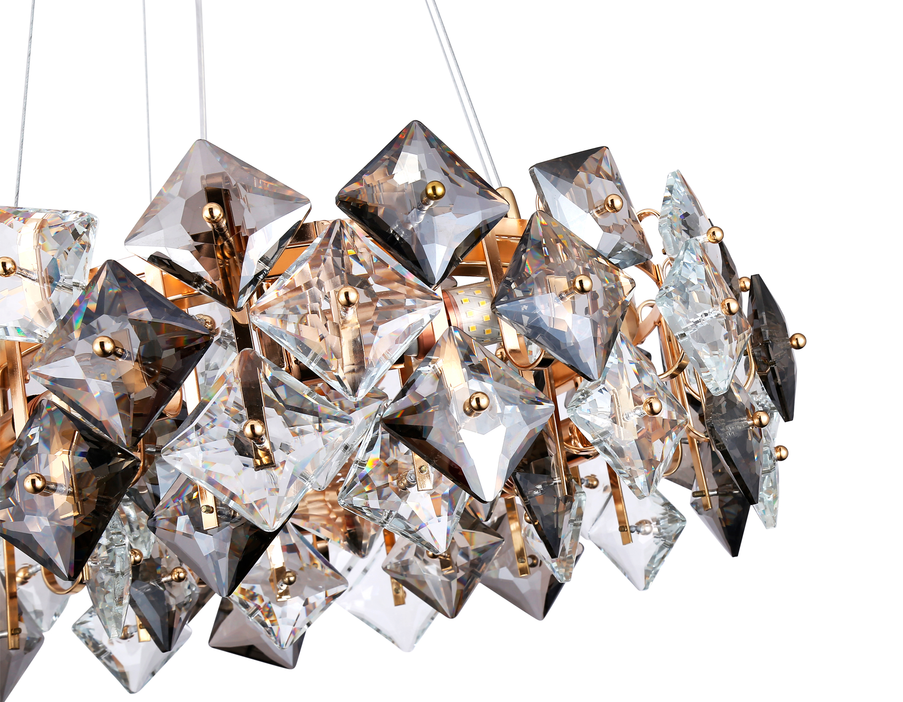 Подвесная люстра с хрусталем Ambrella TR5186/6 GD/CL/SM золото/прозрачный/дымчатый E14/6 max 40W D550*1000