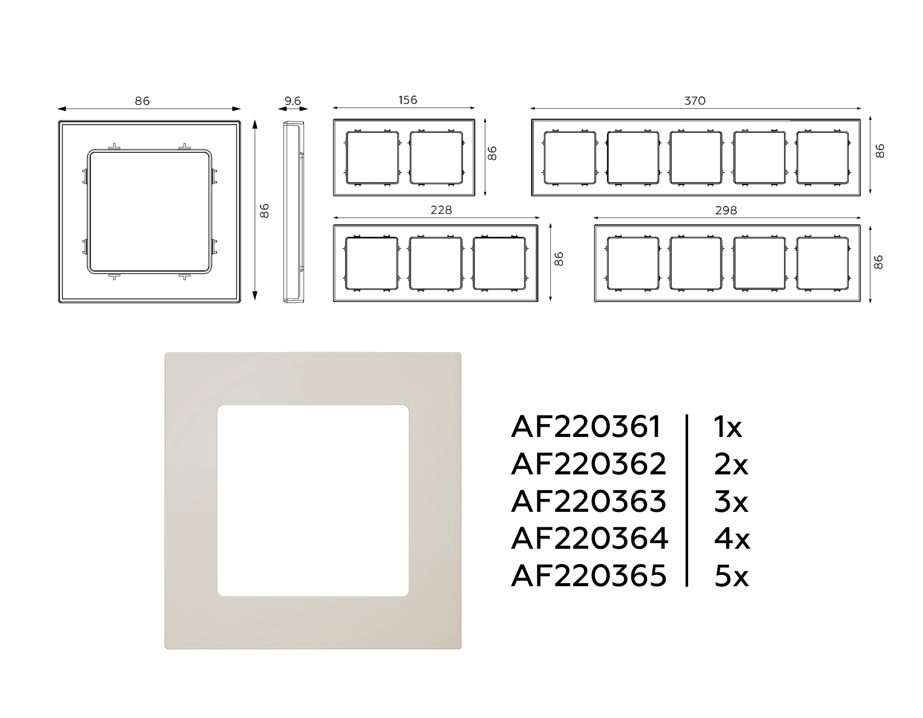 AF220363 Рамка ALFA Techno (Серо-бежевый матовый) 3-ая