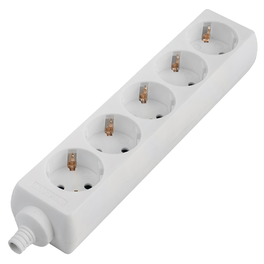 Розеточная колодка GENERAL GSB-16-5-G-IP20, 16А, 5 мест,  IP20