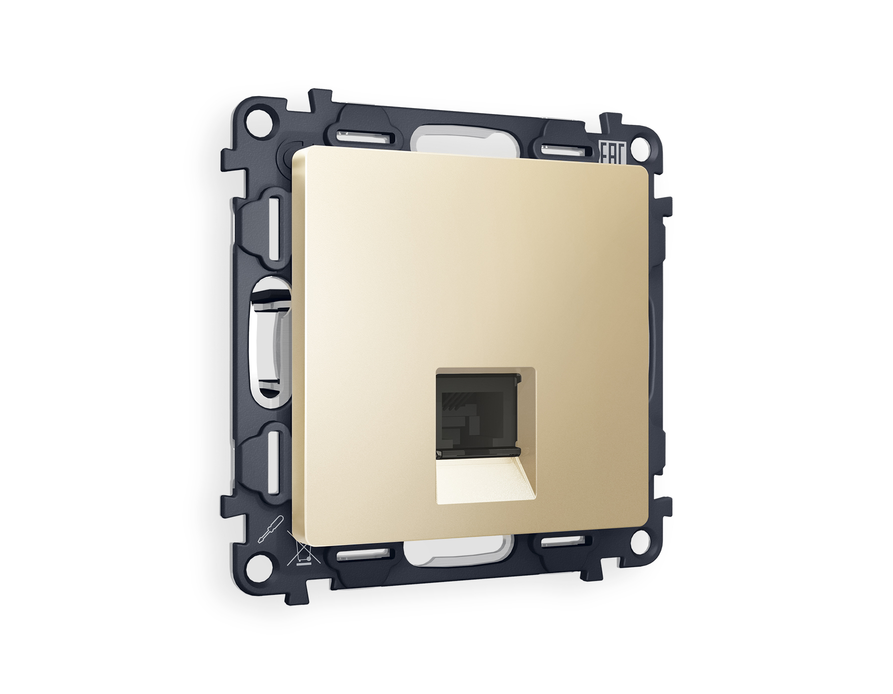 MA612030 Комплект механизма телефонной розетки ALFA Шампань RJ-11(4P4C) с шторкой QUANT (AP6120, VM190)