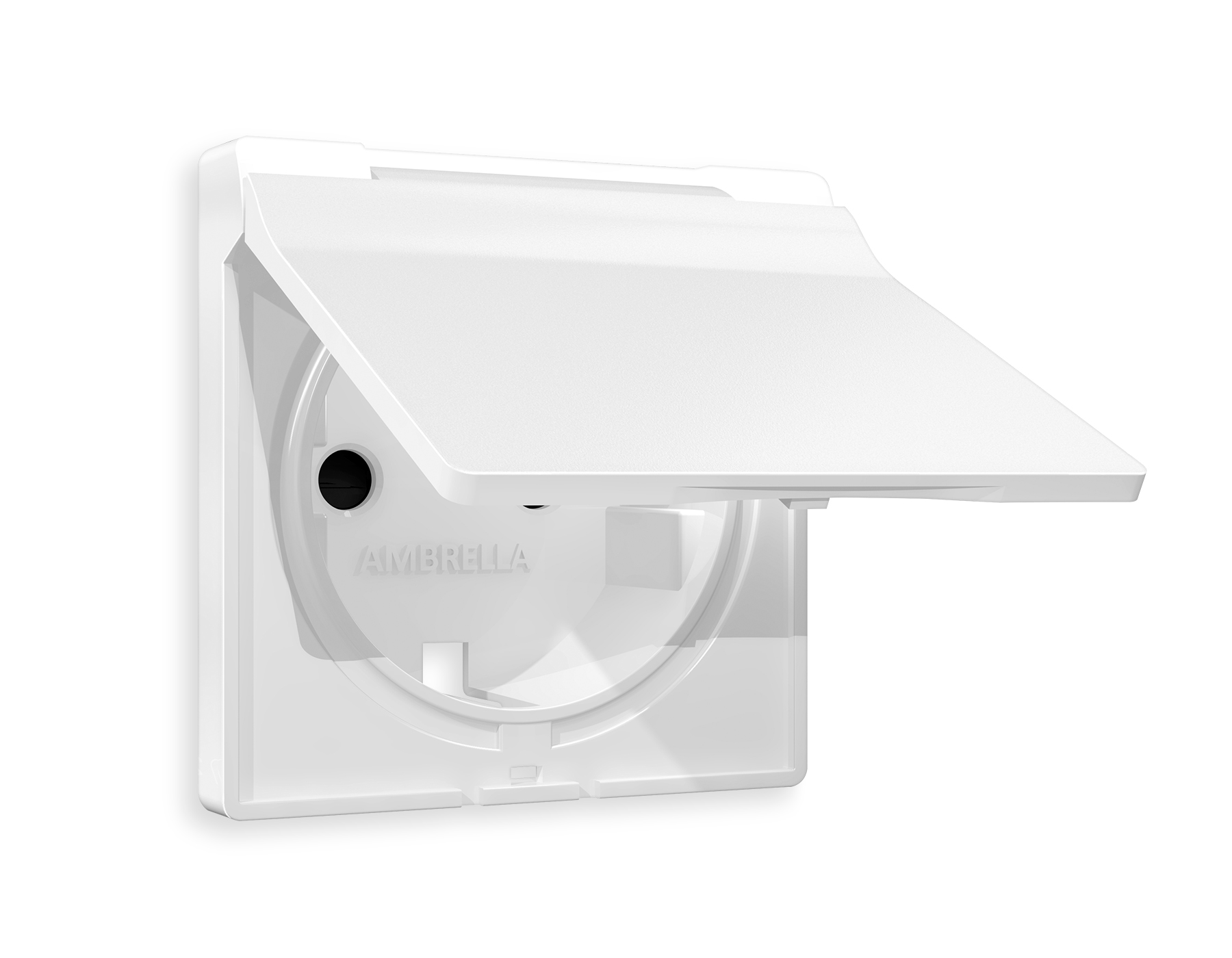 AP1280 Лицевая панель ALFA (Белый матовый) для электрической розетки с/з со шторками и крышкой IP44 QUANT