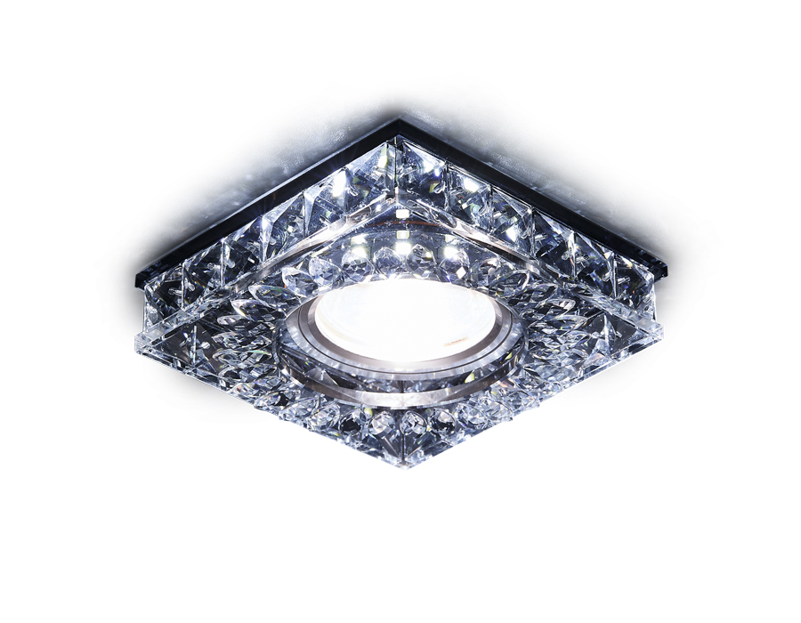 Встраиваемый светильник Ambrella S251 BK хром/тонированный Хрусталь/MR16+3W(LED WHITE)