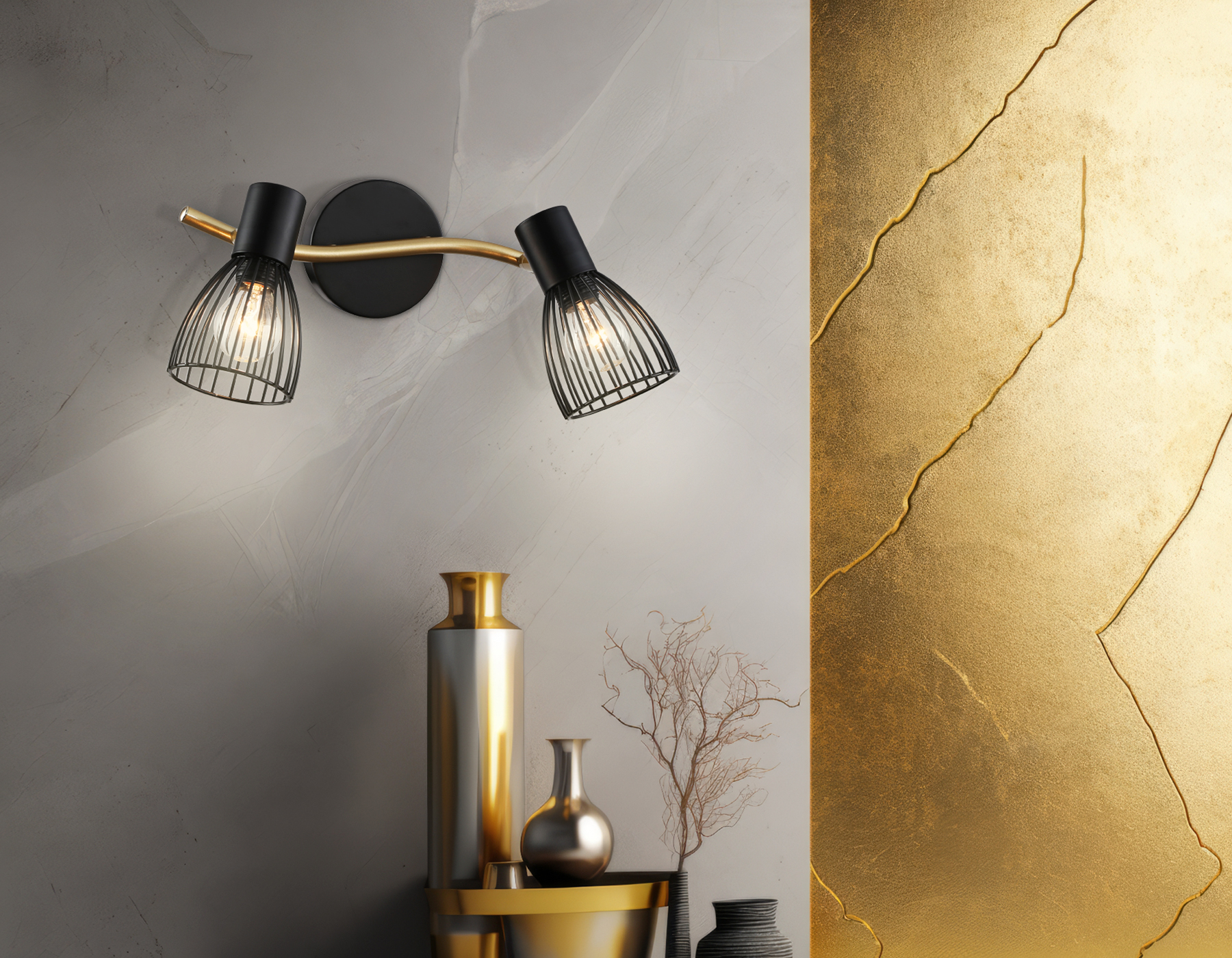 TR8660/2 BK/GD черный/золото E14/2 max 60W 330*100*170