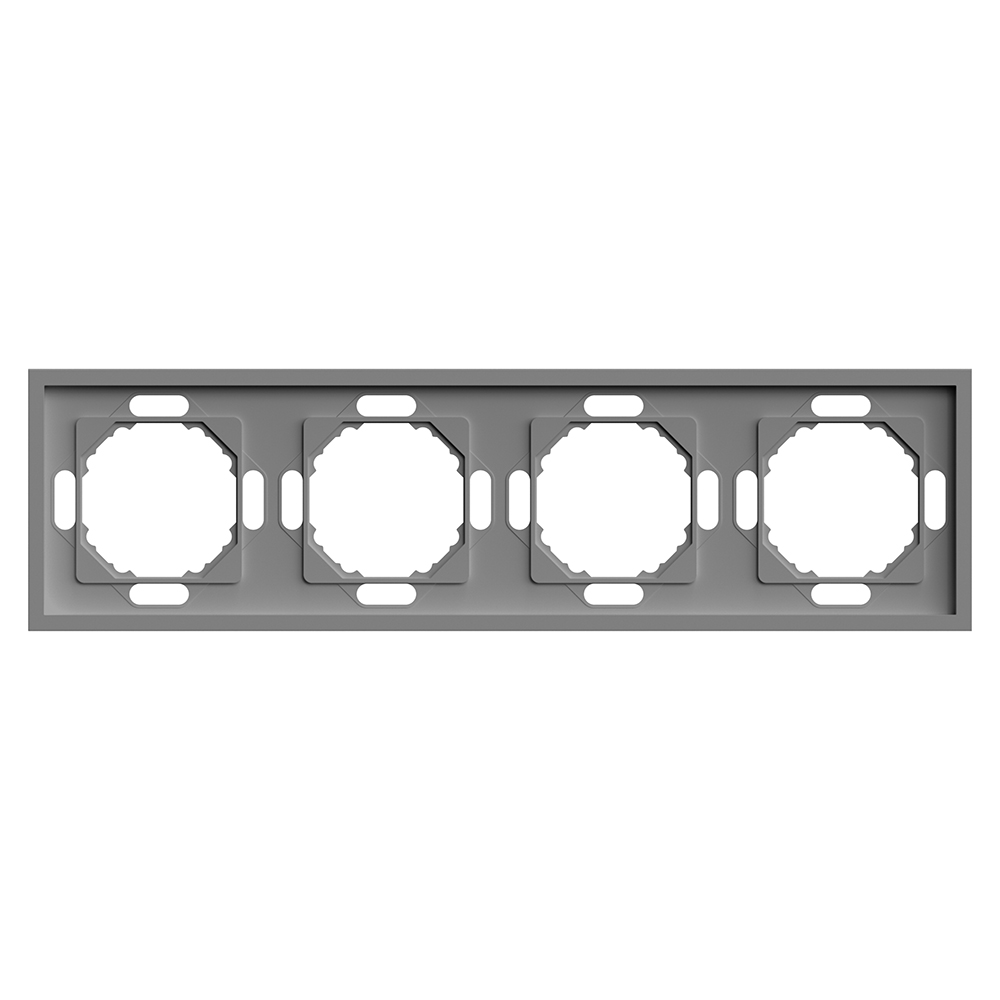 Рамка STEKKER, PFR00-5004-10  4-местная, серия Эмили, платиново-серый, soft touch