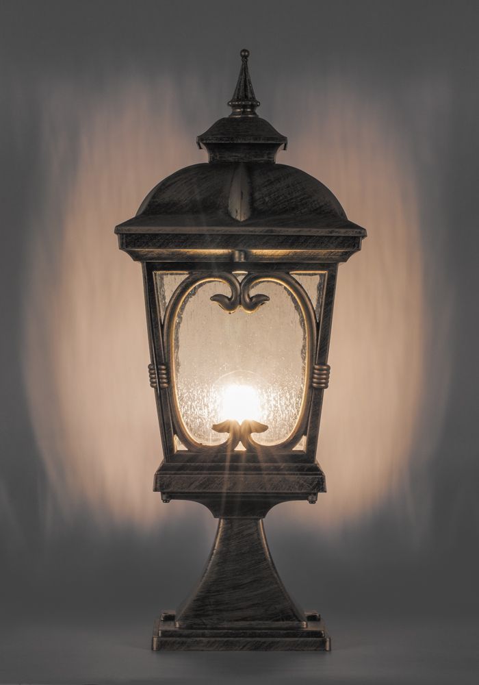 Светильник садово-парковый Feron PL136 четырехгранный на постамент 100W 230V E27, черное золото