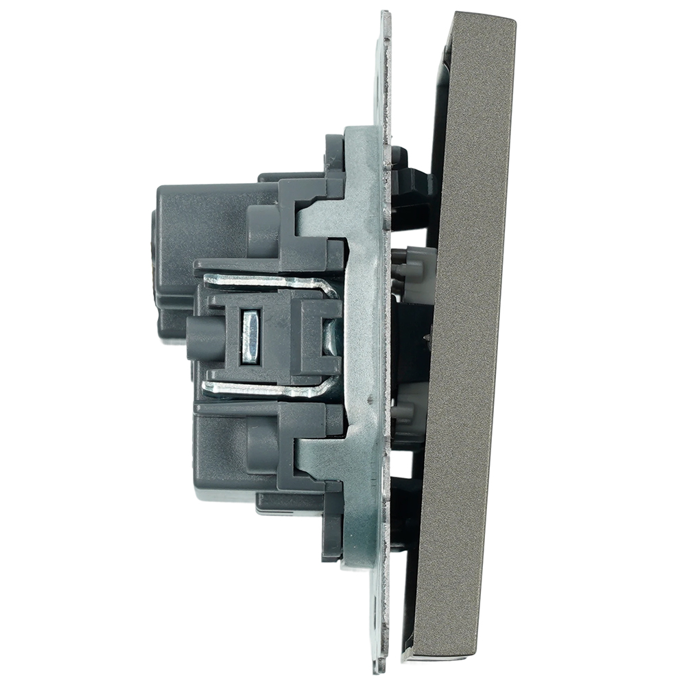 Выключатель 2-клавишный (механизм), STEKKER, 250В, 10А, серия Эмили, RSW10-5104-09, антрацит, soft touch