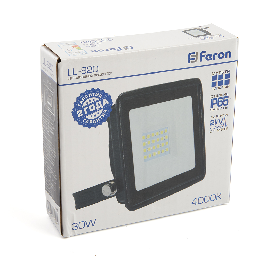 Светодиодный прожектор Feron LL-920 IP65 30W 4000K Светодиодный прожектор Feron LL-920 IP65 30W 4000K