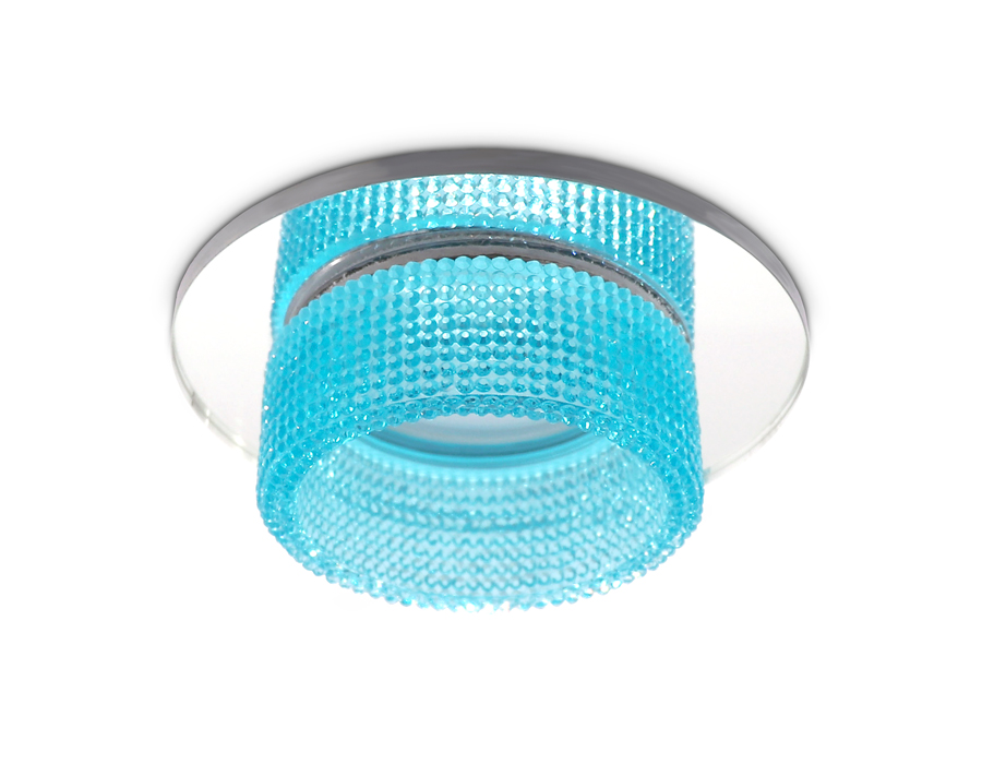 Встраиваемый точечный светильник Ambrella TN351 CH/BL хром/голубой GU5.3+3W (LED COLD) D95*45