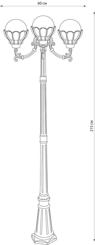 Светильник садово-парковый Feron PL5049 столб 3*60W E27 230V, черное золото Светильник садово-парковый Feron PL5049 столб 3*60W E27 230V, черное золото