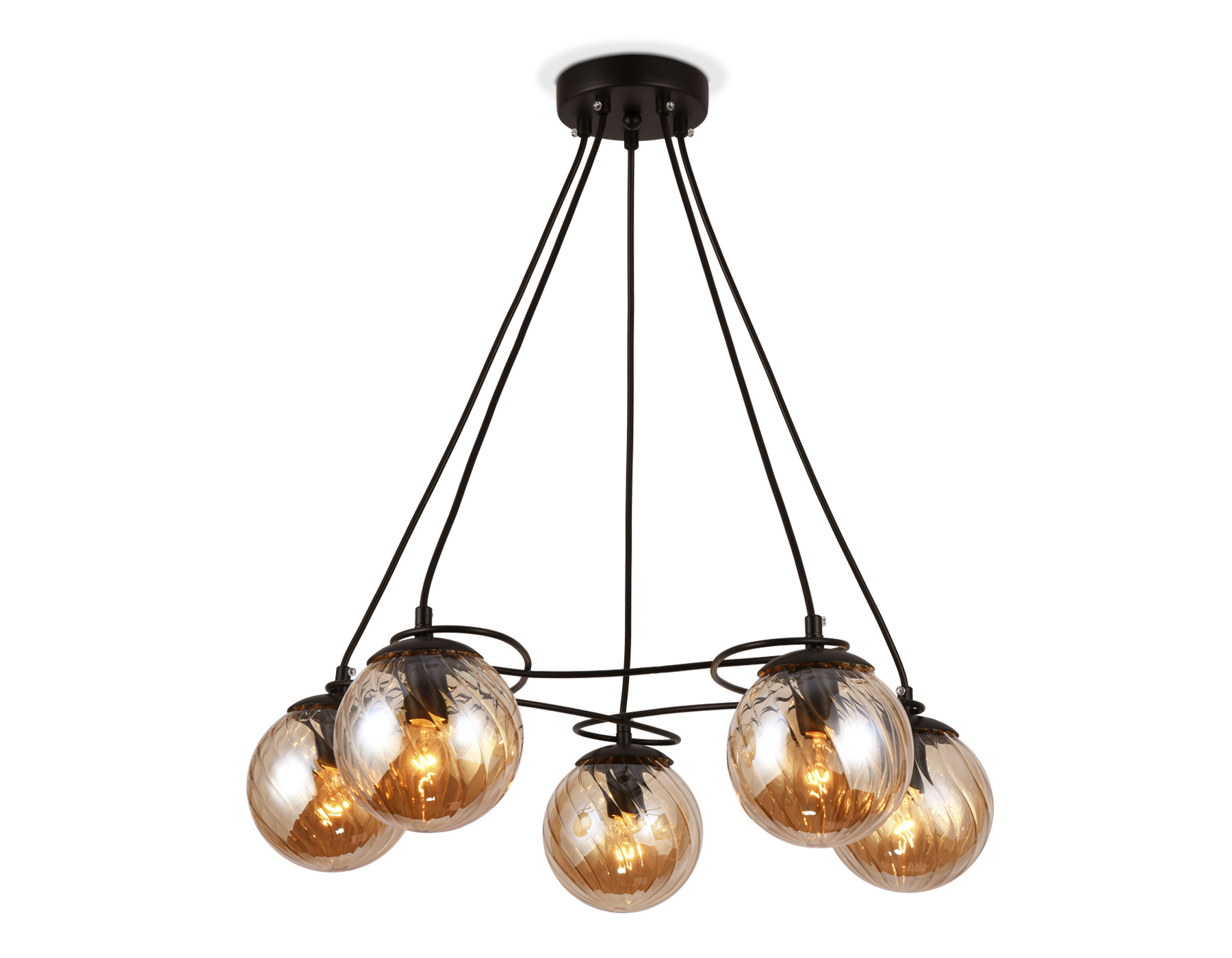 Подвесная люстра Ambrella TR9022/5  черный/янтарь E14 max 40W D560*800 Подвесная люстра Ambrella TR9022/5  черный/янтарь E14 max 40W D560*800