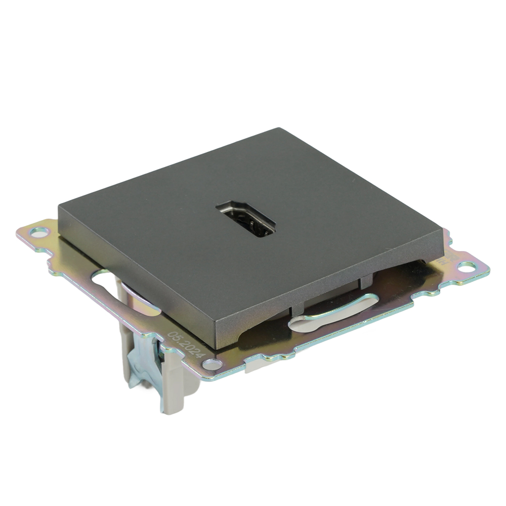 Розетка HDMI 2.1, Type A (механизм), серия Катрин, графит, GLS00-7118-06