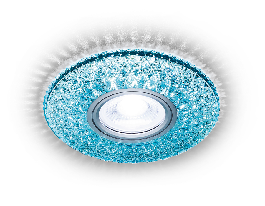 Встраиваемый светильник Ambrella S333 BL/WH хром/лазурный/MR16+3W(LED WHITE 4200K)