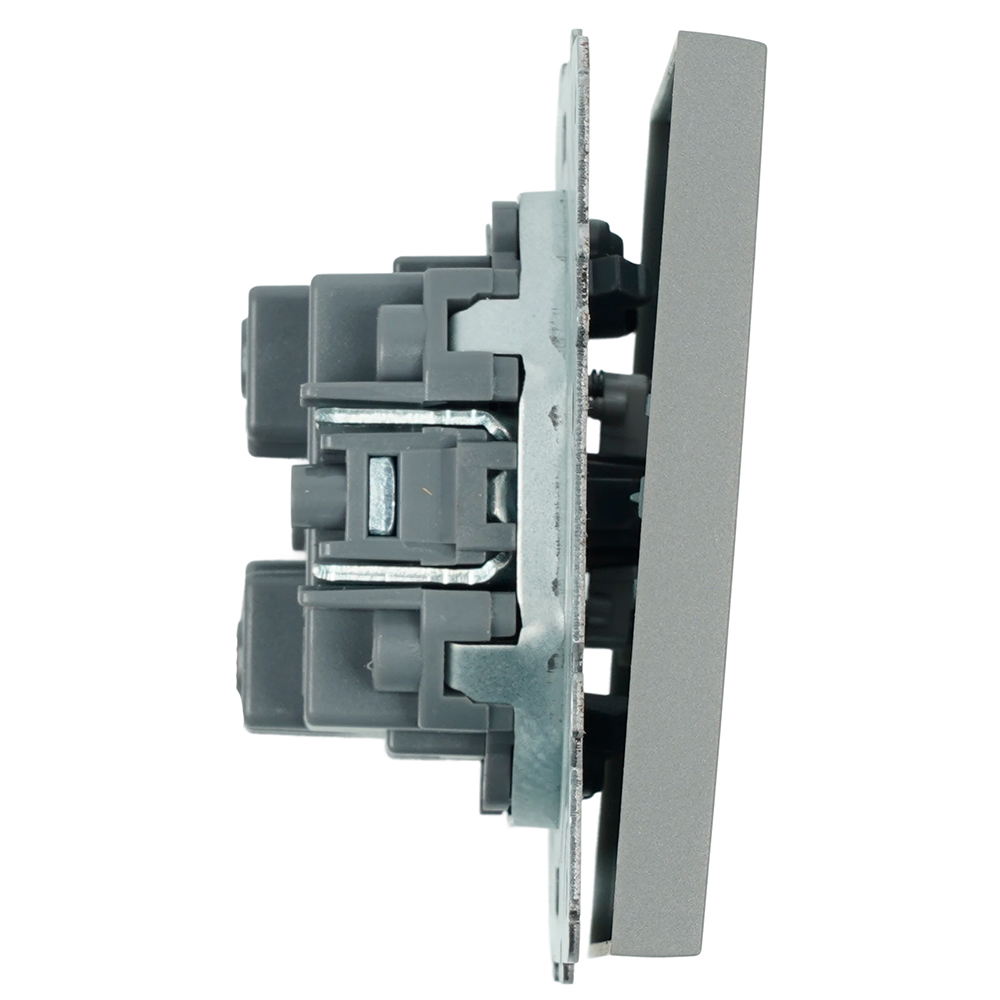 Выключатель 1-клавишный самовозвратный (механизм), STEKKER, 250В, 10А, серия Эмили, RSW10-5112-10, платиново-серый, soft touch