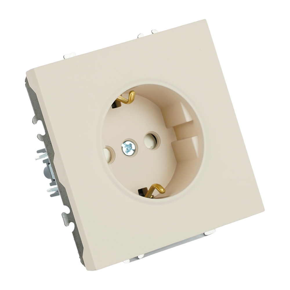 Розетка 1-местная с защитной шторкой с/з (механизм), STEKKER, 250В, 16А, серия Эмили, RST16-5110-08, кашемир, soft touch