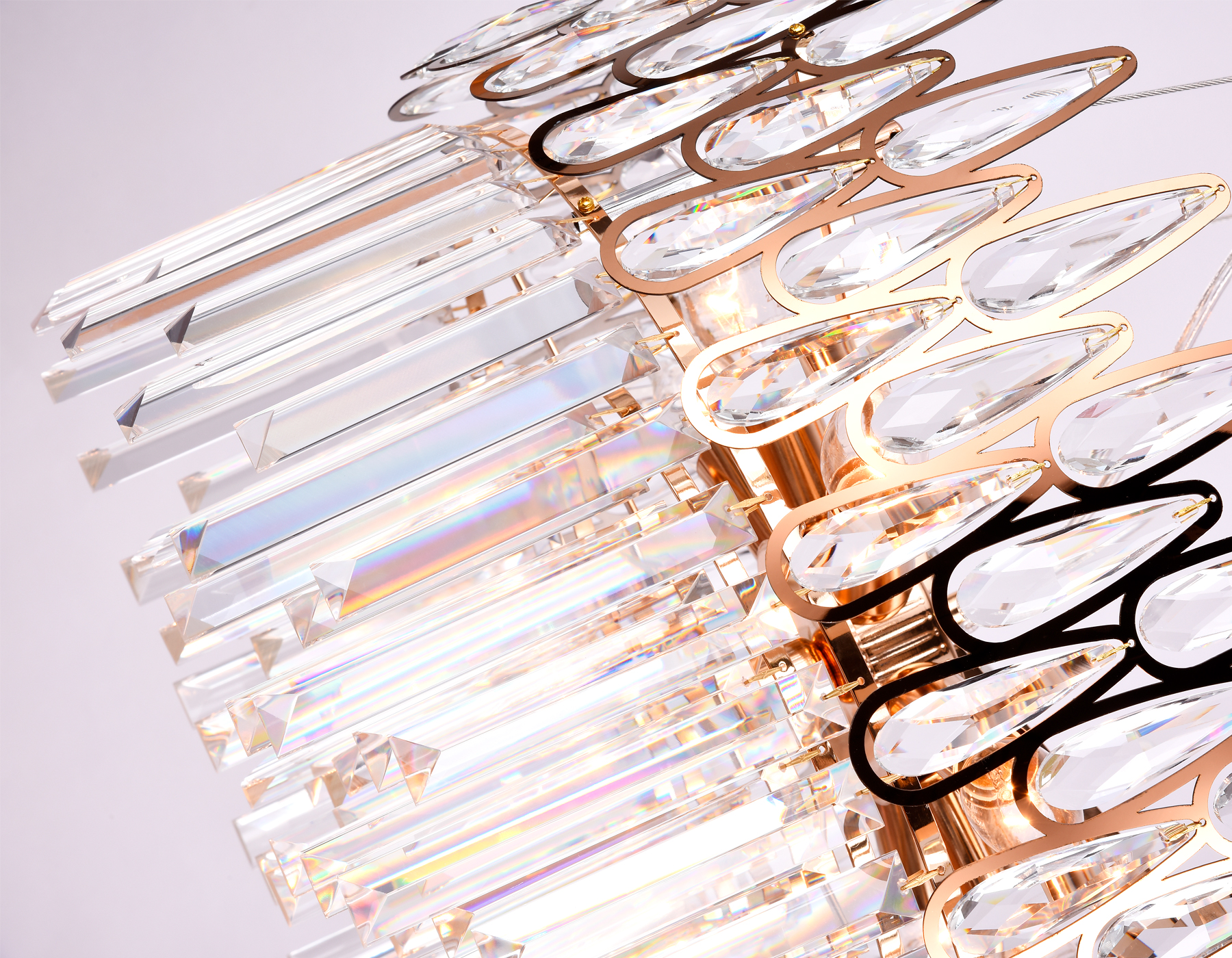 Подвесная хрустальная люстра Ambrella TR5263/8 GD/CL золото/прозрачный E14/8 max 40W D500*700