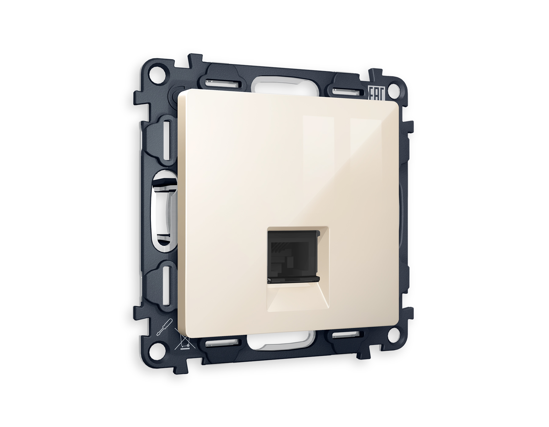 MA312010 Комплект механизма компьютерной розетки ALFA Бежевый глянец RJ-45(8P8C) CAT6 с шторкой QUANT (AP3120, VM188)