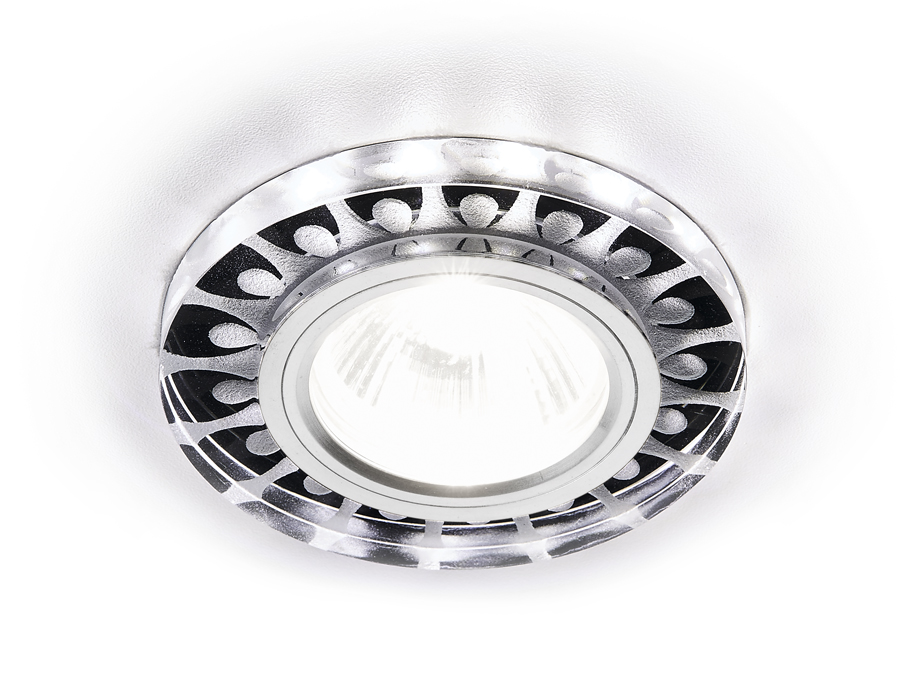 Встраиваемый светильник Ambrella S219 WH/CH/WH матовый/хром/MR16+3W(LED WHITE)