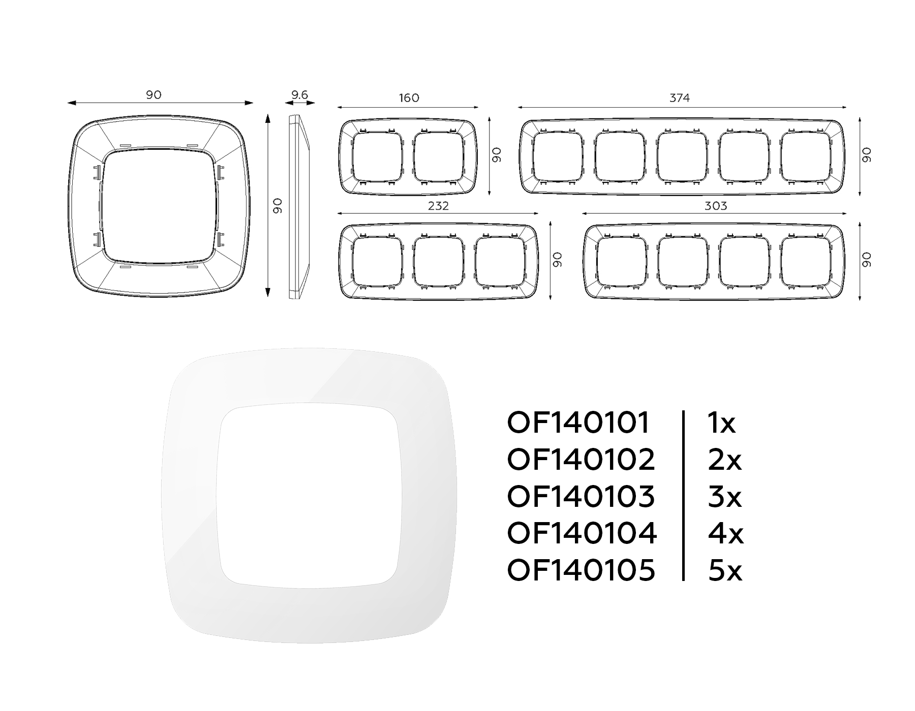 OF140104 Рамка OMEGA Ecta (Белый глянец) 4-ая