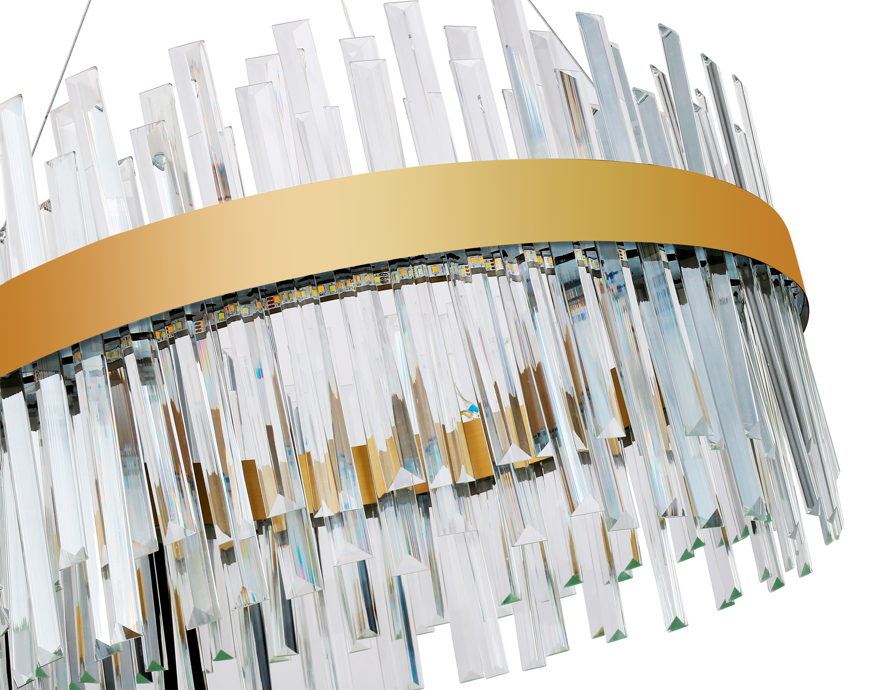 Подвесная светодиодная люстра с хрусталем Ambrella TR5010 GD/CL золото/прозрачный 70W 3000K/4200K/6400K D600*1010 (Без ПДУ)