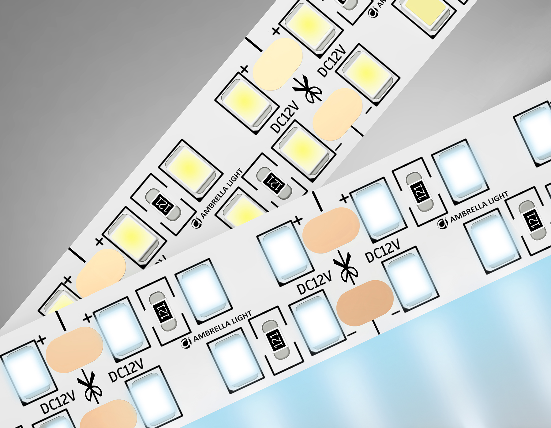 GS1703 2835 240Led/ 24W m/ 12V IP20 6500K/ 5000*10*1.2mm (2 конт.)