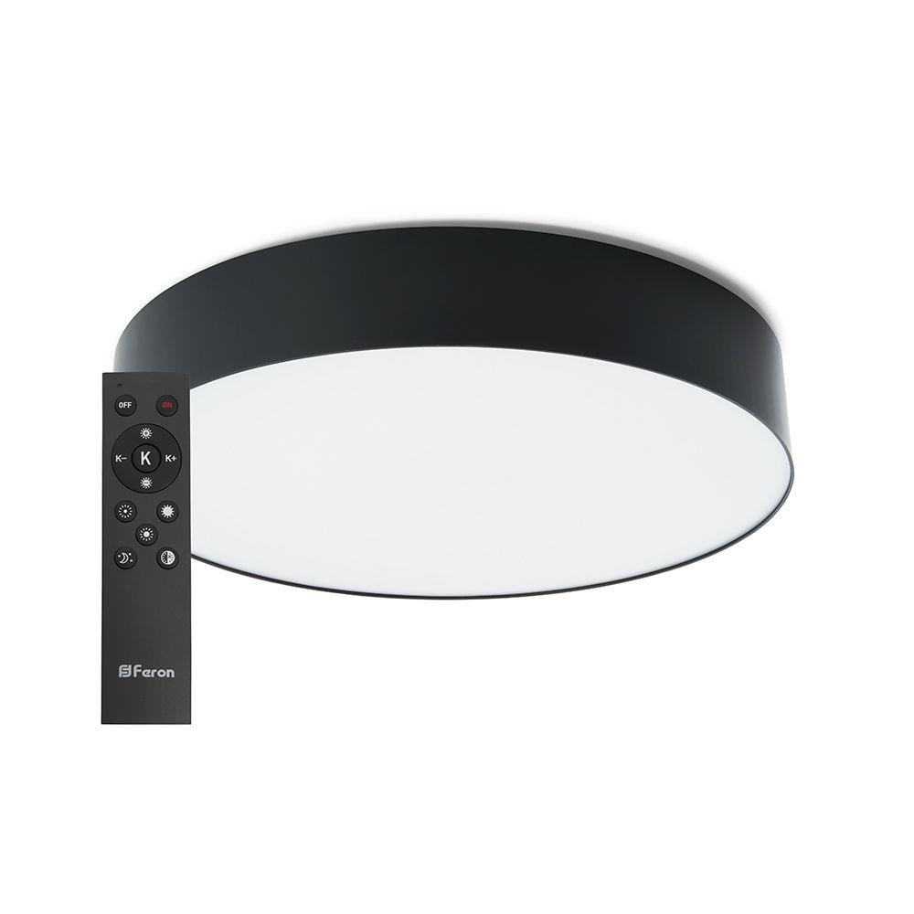 Светодиодный управляемый светильник Feron AL6200 “Simple matte” тарелка 80W 3000К-6500K черный Светодиодный управляемый светильник Feron AL6200 “Simple matte” тарелка 80W 3000К-6500K черный