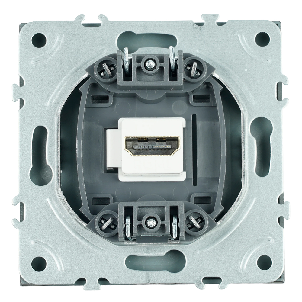 Розетка HDMI 2.0 Type A (механизм), STEKKER, серия Эмили, RST00-5118-09, антрацит, soft touch