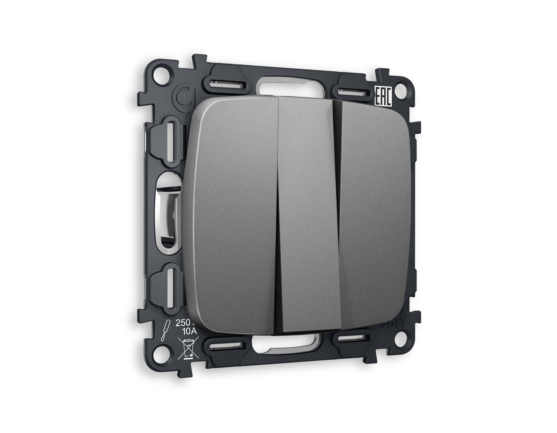 MO655010 Комплект механизма 3-кл выключателя OMEGA Антрацит серый 10A-250V QUANT (OP6550, VM133)