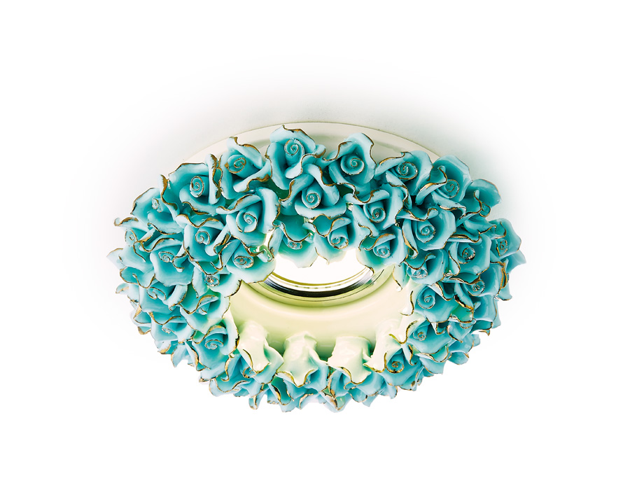 Встраиваемый светильник Ambrella D5505 BL/G небесный/золото керамика