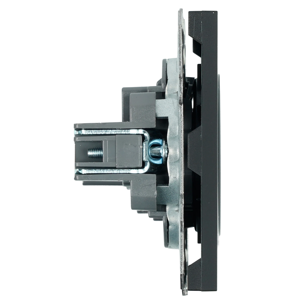 Розетка 1-местная с з/ш, б/з (механизм), СЗК, STEKKER, 250В, 16А, серия Эмили, RST16-5109-05ZK, черный уголь, soft touch