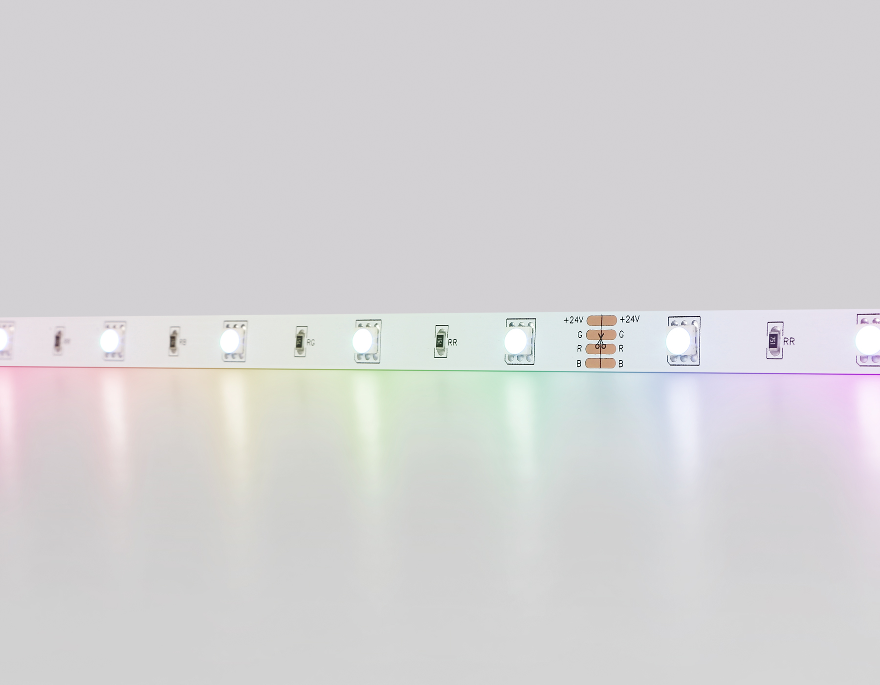 GS4301 5050 30Led/ 7.2W m/ 24V IP20 RGB/ 5000*10*1.87mm (4 конт.)