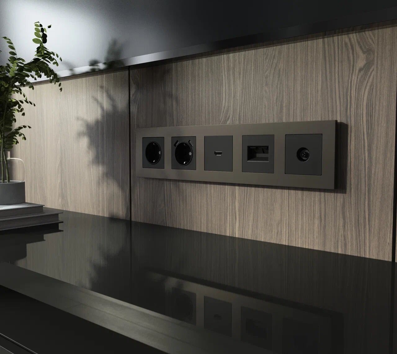 Рамка на 5 постов Slab (бронза софт) W0052963