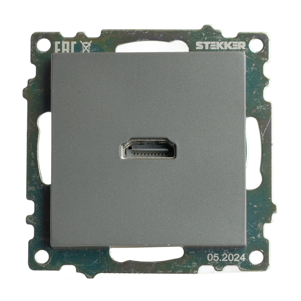 Розетка HDMI 2.1, Type A (механизм), серия Катрин, графит, GLS00-7118-06